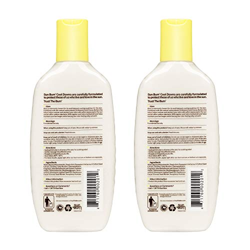Sun Bum Cool Down Aloe Vera Gel | Vegan After Sun Care with Cocoa Butter to Soothe and Hydrate Sunburn Pain Relief | 8 oz