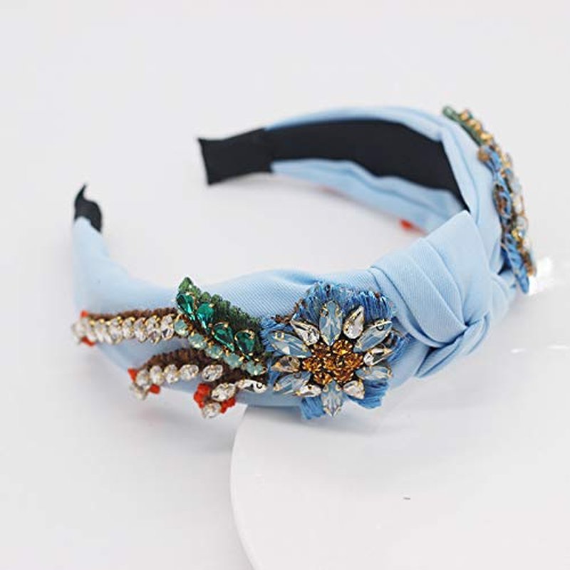 QTMY Rhinestone Crystal Headbands for Women,Hair Hoop Accessories Headwear Jewelry,522Blue