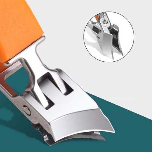Oblique Nail Clippers, Wide Jaw Opening Anti-Splash Slanted Nail Clipper, Angled Head Large Toe Nail Clippers, Nail Cutter for Thick Nails, Toenail Cutter for Elderly Women (Black)