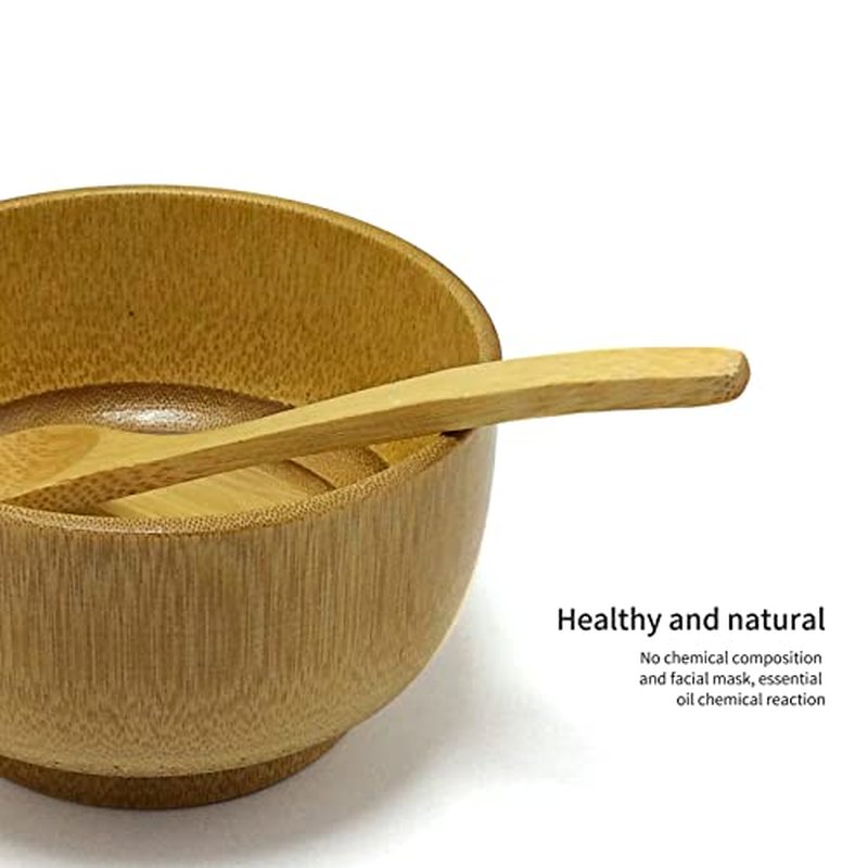HLYYCC Face Mask Mixing Bowl Set Bamboo,4 Pack Diy Facial Tools For Skin Care,Bentonite Clay Mixing Bowl With Facial Mask Bowl,Spatula,Spoon,Brush Applicator,Facial Esthetician Supplies(10.14oz)