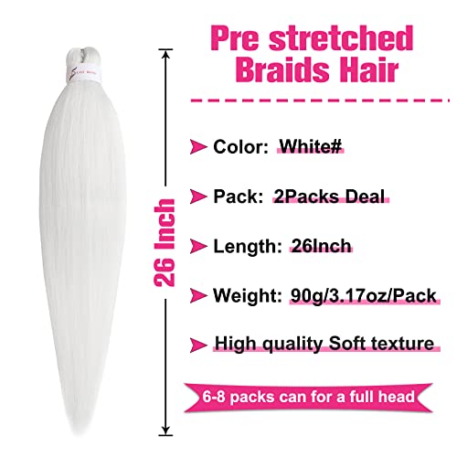 Unionbeauty 8 Packs Pre Stretched Braiding Hair 26 Inch Synthetic Natural Black Braiding Hair Hot Water Setting Crochet Hair for boho box Braid Soft Yaki Texture Hair Extensions Crochet Braids(1B#)