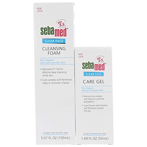 Sebamed Clear Face Care Gel (50mL) Cleansing Foam (150mL) Bundle for Impure and Acne Prone Skin - Made in Germany