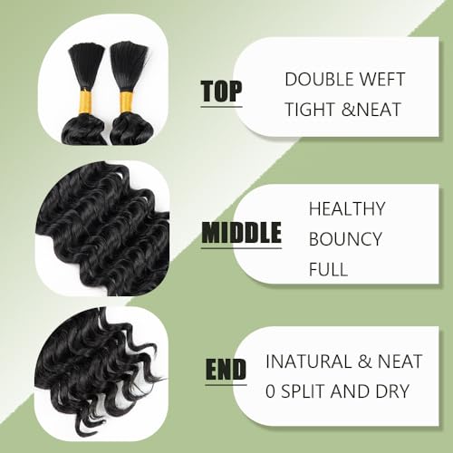 Deep Wave Crochet Hair 24 Inch 4 packs Long Curly Braiding Hair Extensions Ocean Wave Crochet Hair For Black Women Synthetic Ocean Wave Curly Crochet Hair For Boho Box Braids (1B, 24Inch, 4pack)