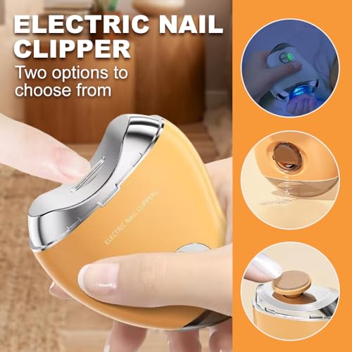 2 in 1 Electric Polishing Automatic Nail Clippers, 2024 Upgraded Electric Nail Clipper with 3 Speed Levels, Safe and Convenient Nail Trimmer, Nail Trimmer for Seniors, Kids, Adults (Black)