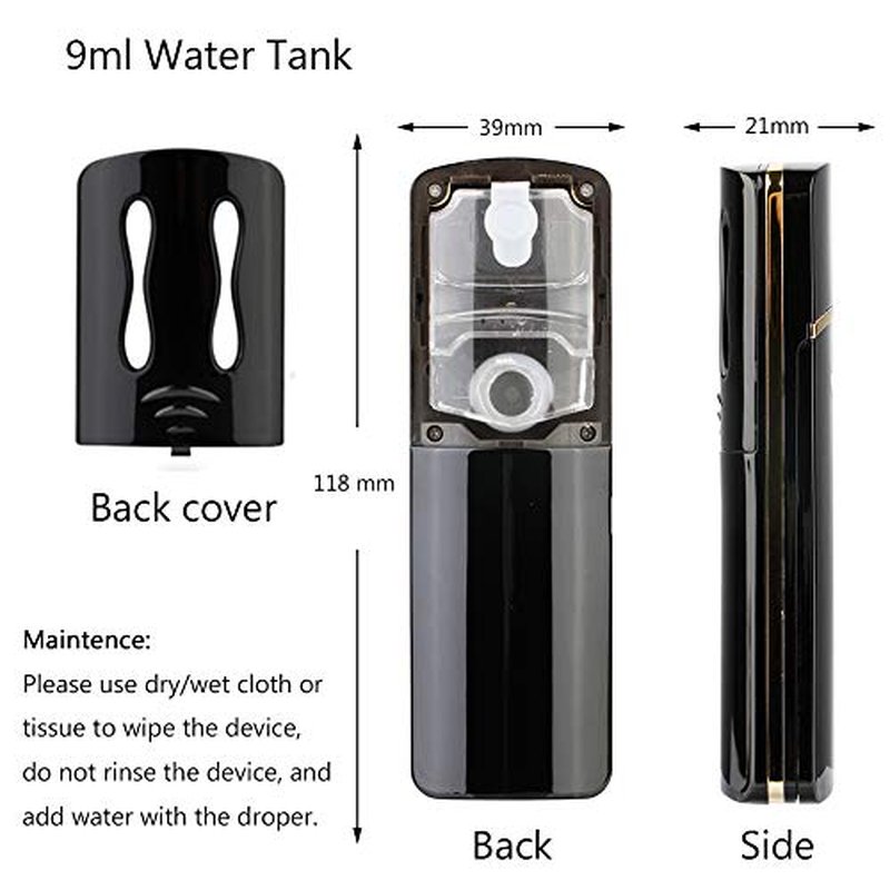 ZLiME Nano Face Steamers Facial Spa Hair Steamer Mist Spray Deep Cleaning Moisturizing Hydration USB Charging Charge for Woman Man (Black)