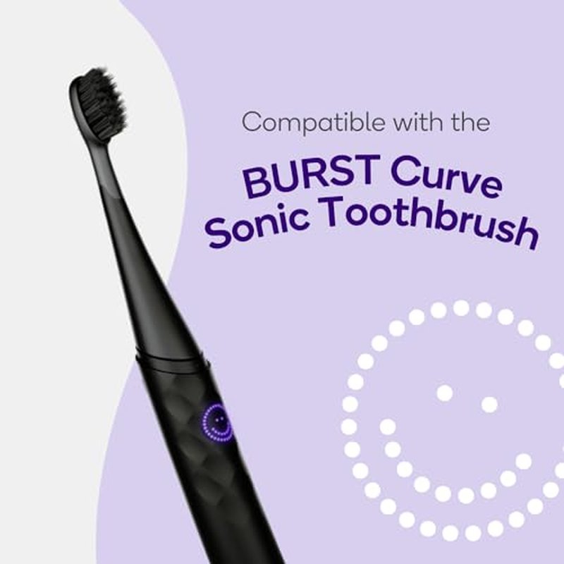 BURST Toothbrush Heads - Electric Toothbrush Replacement Heads for BURST Curve Sonic Toothbrushes - (Black)
