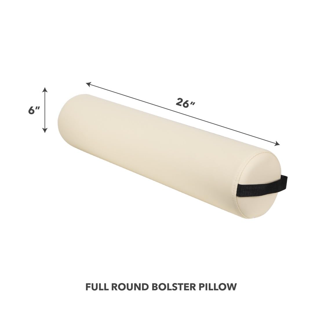 ForPro Full Round Bolster Pillow, Crème, Oil and Stain-Resistant, for Massage and Yoga, 6” R x 26” L