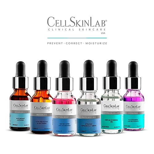 Restoring and Tightening Serum by CellSkinLab ? Restore R10 - Reparative Skincare for Damaged Skin ? Antiaging Solution with Ultra Clear Resveratrol 10%, Collagen and Elastin