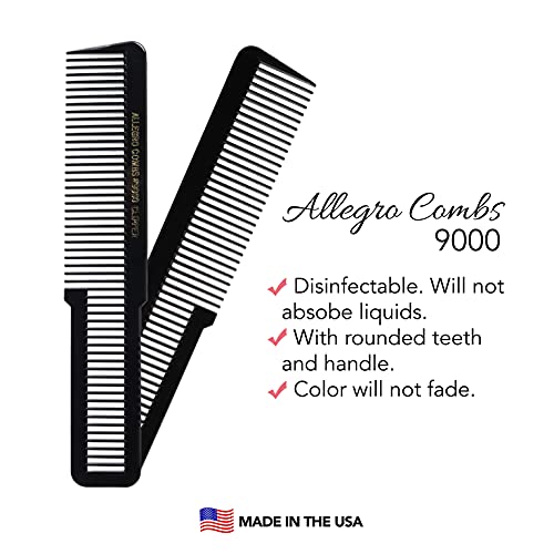Allegro Combs 9000 Clipper Cutting Combs Blending Combs Fading Combs 6 Pk. (Black)