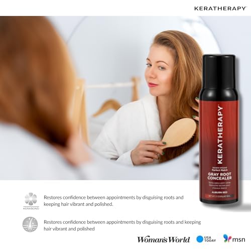 Keratherapy Keratin Infused Perfect Match Gray Root Concealer Spray, Light Brown, 3 oz, 118ml - Root Cover Up Spray to Hide Gray Roots - Keratin Therapy Hair Darkening & Temporary Scalp Concealer
