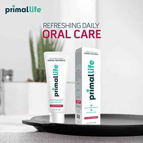 Primal Life Organics Premium Dirty Mouth Mineral Toothpaste - Nano-Hydroxyapatite, Colloidal Silver, Charcoal - Organic, All Natural Whitening Formula (Bubblegum Flavor, 4oz)