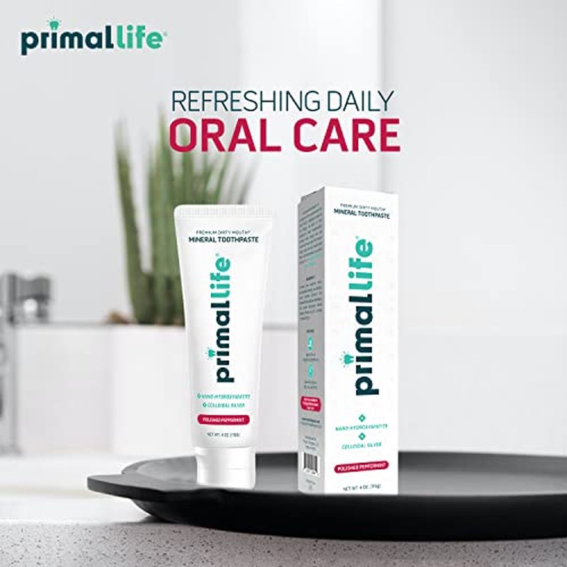 Primal Life Organics Premium Dirty Mouth Mineral Toothpaste - Nano-Hydroxyapatite, Colloidal Silver, Charcoal - Organic, All Natural Whitening Formula (Bubblegum Flavor, 4oz)