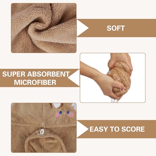 WSLFOKIDA Hair Towel, 2 Packs for Wet Hair, Hair Drying Towels, Ultra Absorbent Twist Hair, for Drying Long & Thick Hair (Brown)