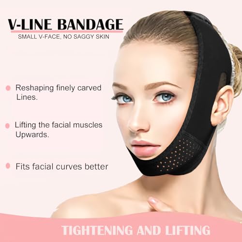 MASIKA V-Line Mask, Chin Strap for Sleeping,Chin Strap for Women,Jaw Exerciser,Jawline Shaper,Jaw Strap,Double chin strap,Jawline Shaper,Reusable chin stra,Black