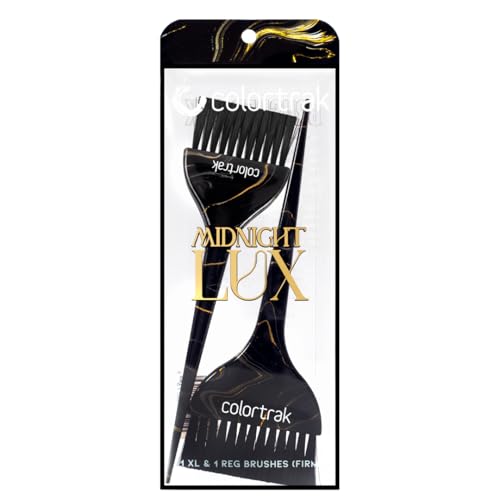 Colortrak Lux 2 Piece Hair Brush Set for Highlighting and Coloring Hair Sections, Includes 1 2.5 Inch Wide Celestial Glow Soft Bristles and 3 Inch Wide Meteor Shower Stiff Bristle Brush