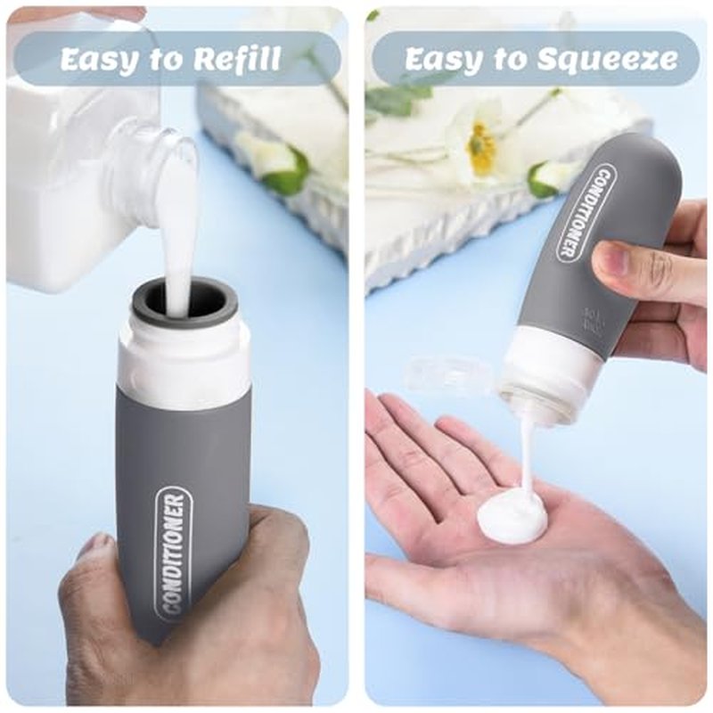 YNSHOUNA 20 Pack Travel Bottles Set, TSA Approved Travel Size Toiletries Containers, Leak Proof Travel Shampoo and Conditioner Bottles, Refillable Travel Essentials Toiletry Bottles (Dark Color)