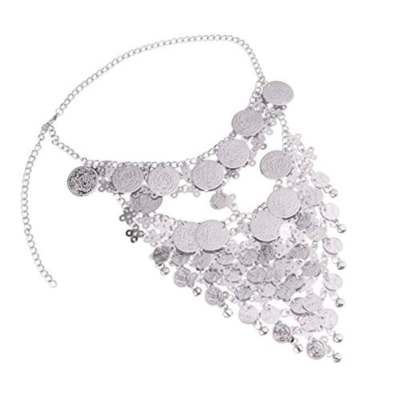 Beaupretty Women Masquerade Masks Face Chain Metal Jewelry Belly Dance Face Coin Veil Halloween Dance Play Accessories Golden