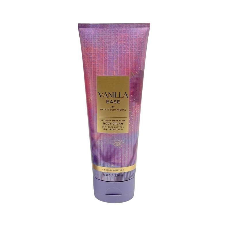 Bath & Body Works VANILLA EASE Fine Fragrance Mist & Ultimate Hydration Body Cream 2-piece Gift Set with a Purple Bow for Gifts & Holidays – Full Size