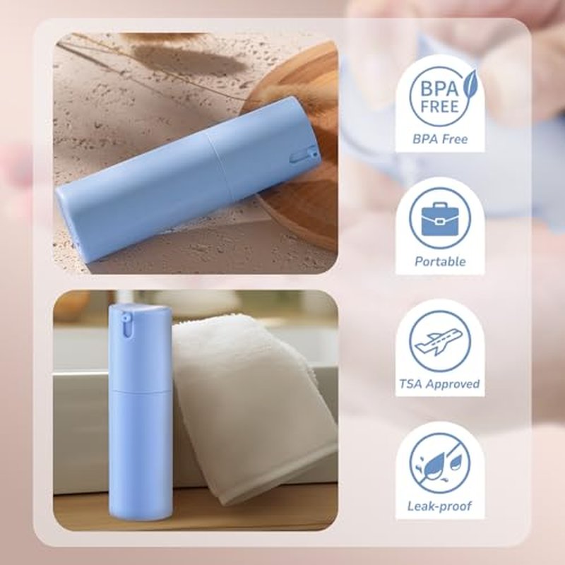 Lulupack 1 oz Airless Pump Bottles, Travel Lotion Container, Skincare Containers for Moisturizer (Plastic, Matte Blue, 3Pcs)