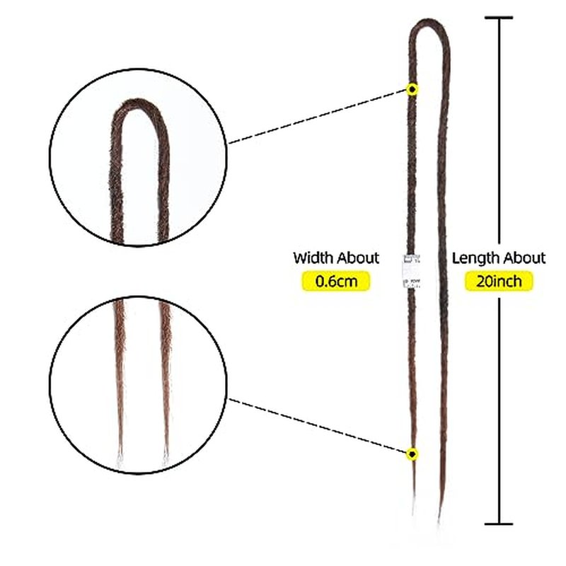 20 Inch Thin 0.6cm Dreadlock Extensions Soft Handmade Synthetic Dreads SE Dreads Locs Extension 1B/30# 20 Strands/Pack