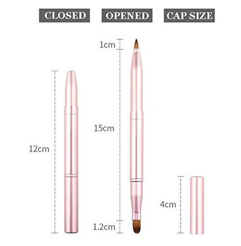 Exquisite Professional Lip Brush Applicators-Retractable Lipstick Brushes- Lipstick Gloss Makeup Brush Tool For Women and Girls (Two-Head)