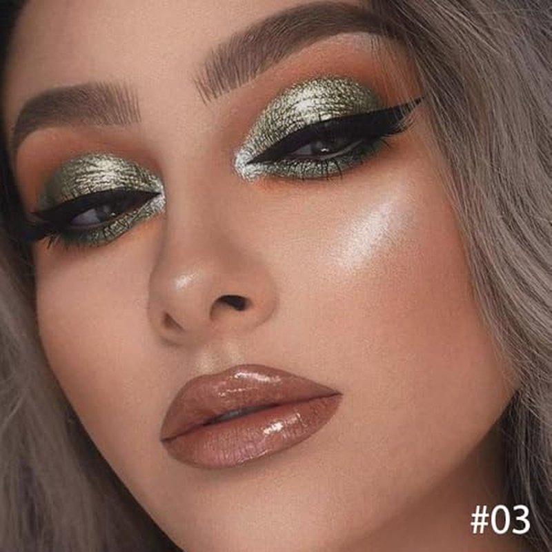 Eyeshadow Single Shimmer, High-Pigment Monochrome Eye Shadow Pressed Powder, Everyday Velvety Silky Eye Makeup Looks, Professional Long-Lasting Waterproof Single Eyeshadow Palette, 03# Dark Gold