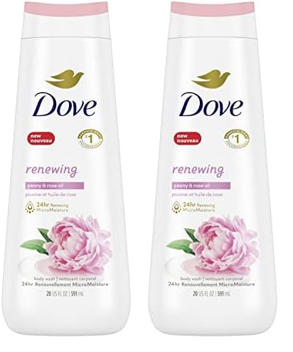 Dove Body Wash 100% Gentle Cleansers, Sulfate Free Peony and Rose Oil Effectively Washes Away Bacteria While Nourishing Your Skin, 22 Fl Oz (Pack of 4)