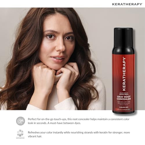 Keratherapy Keratin Infused Perfect Match Gray Root Concealer Spray, Light Brown, 3 oz, 118ml - Root Cover Up Spray to Hide Gray Roots - Keratin Therapy Hair Darkening & Temporary Scalp Concealer