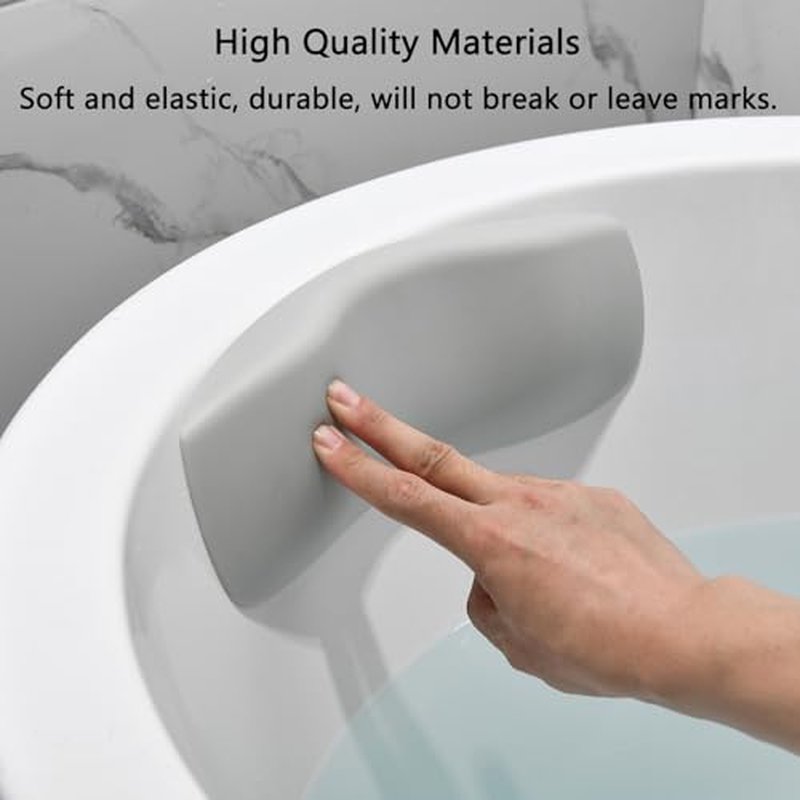Guluto Bath Pillow, Bathtub Pillow with Self Suction, Waterproof Bath Pillows for Tub Head and Neck Support, Relaxing Bath Tub Pillow for Soaking, Spa Accessories Grey