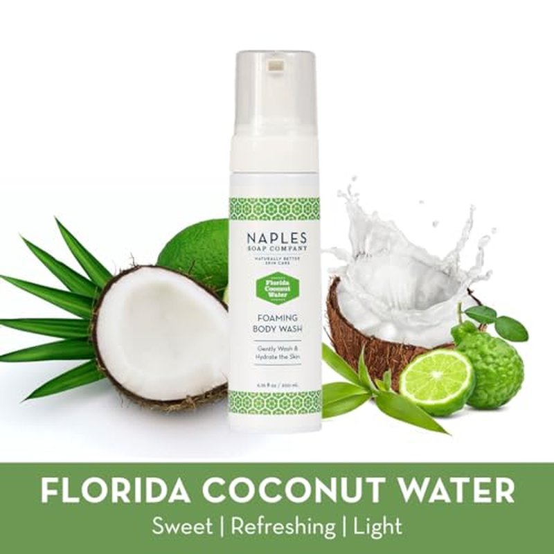Naples Soap Company Foaming Body Wash - Paraben and Silicone-Free, Vegan Formula - Florida Coconut Water, 6.72oz