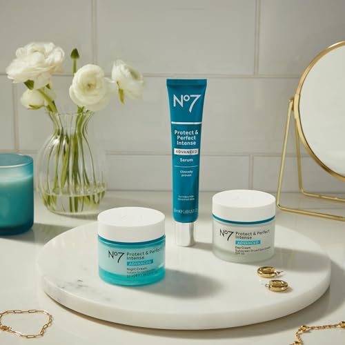 No7 Protect & Perfect Intense Advanced Night Cream - Vitamin E & Shea Butter Face Cream - Fine Line Reducing Moisturizer with Collagen Peptide Technology (1.69 fl oz)