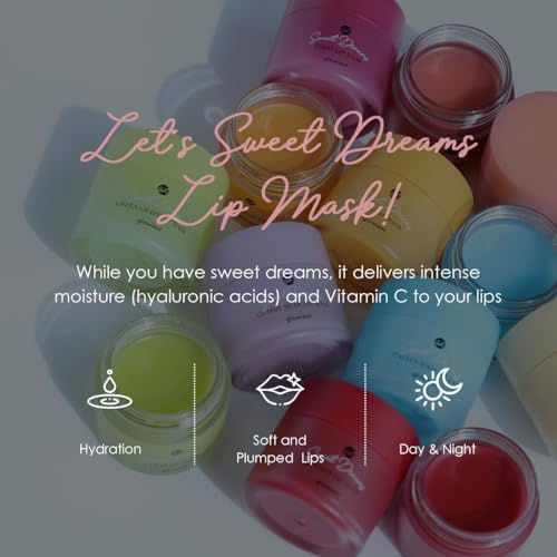 glowiest Sweet Dreams Overnight Lip Mask- Nourishing, Plumping and Hydrating Lip Balm | glowiest Sweet Dreams Lip Sleeping Mask | Hyaluronic Acids+Vitamin C+Shea Butter+Antioxidants l Berry - 0.7 oz.