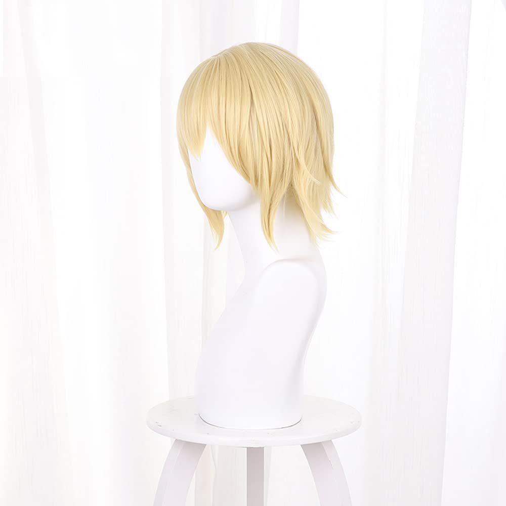 Mystylecos Genshin Impact Dainsleif Cosplay Wig Short Blond Heat Resistant Synthetic Wig