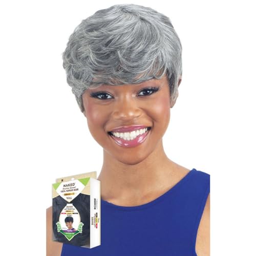 Shake-N-Go Naked 100% Brazilian Natural Human Hair Premium Wig - Ayla (Color:GREY)