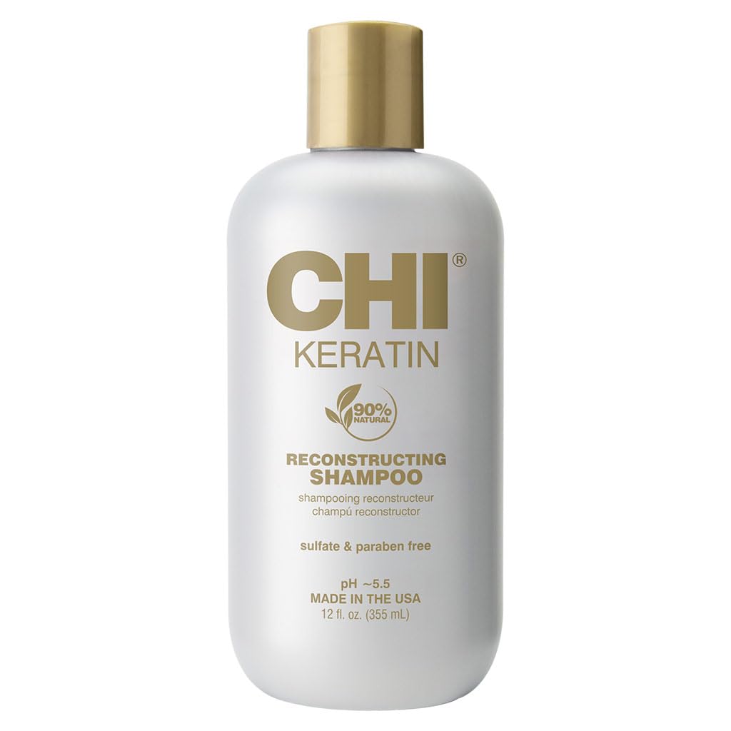 CHI Keratin Reconstructing Shampoo, Delivers Healthier Hair, Adds Shine & Helps Prevent Future Breakage, Sulfate, Paraben, & Cruelty-Free, 32 Oz