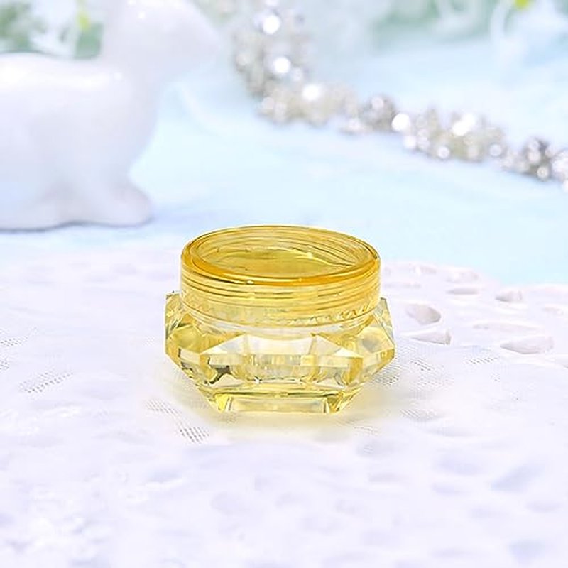 Sunicon Travel Cream Containers Lightweight Portable Empty Lotion Cosmetic Jars Diamond Shape Small Capacity for Business Trip (Yellow)