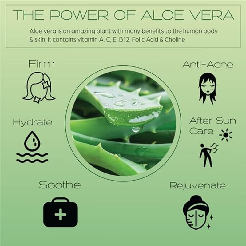 Amazing Aloe Vera Gel, Freshly Cut 100% Pure Aloe - Premium Quality, USA Grown, Vegan, Unscented - Natural Sunburn Relief, Skin Care, Face & Hair Care