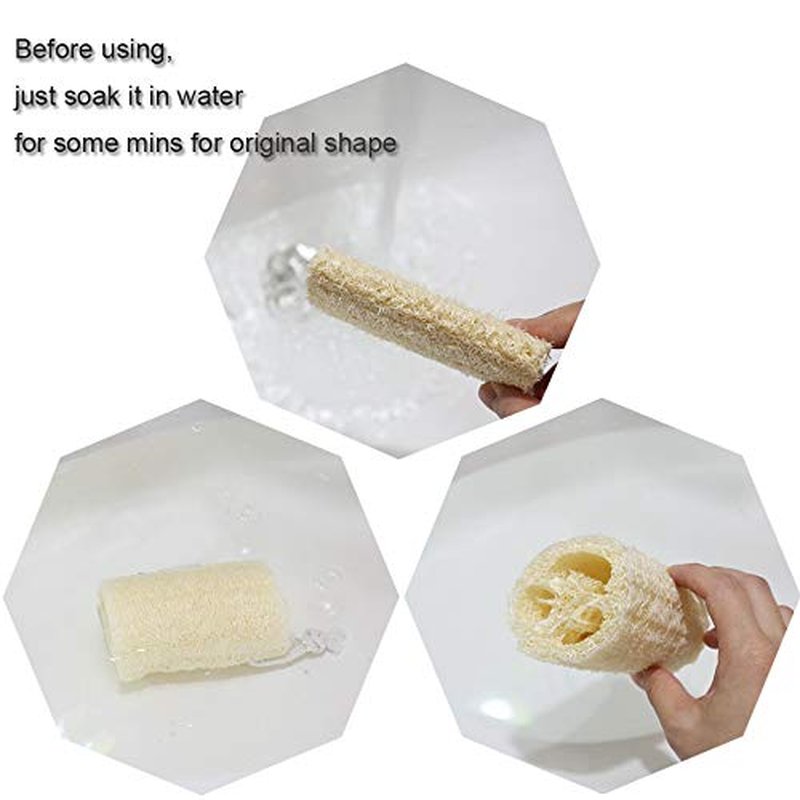 pisdoplop 5" Natural Loofah Exfoliating Body Sponge Scrubber for Skin Care in Bath Spa Shower Pack of 4