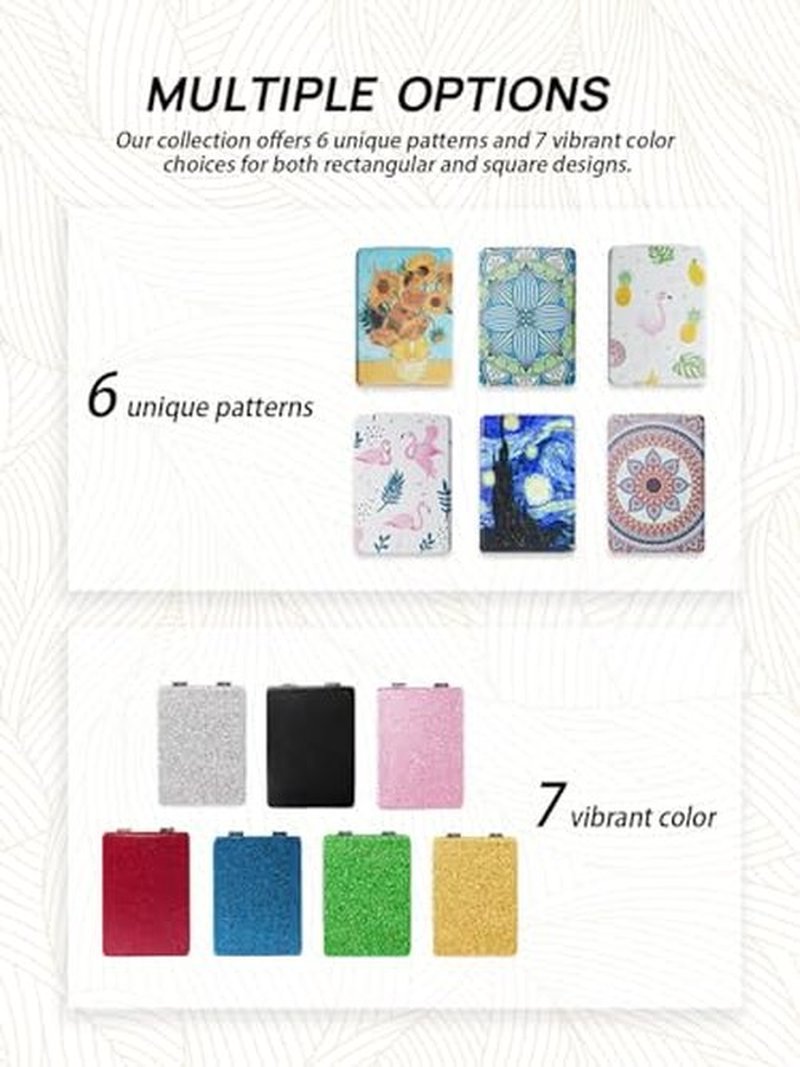 OMIRO Compact Mirror, Glitter PU Leather 1X/3X Magnification, Ultra Portable for Purses, 2.4" W x 3.4" L (Red)