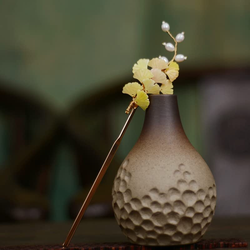 Yuri Hairpin Hair Clasp Sticks Picks Pearl Shell White Crystal Long tassels Hair Accessories For Long Hair Women Wedding Hanfu Cheongsam (yellow)