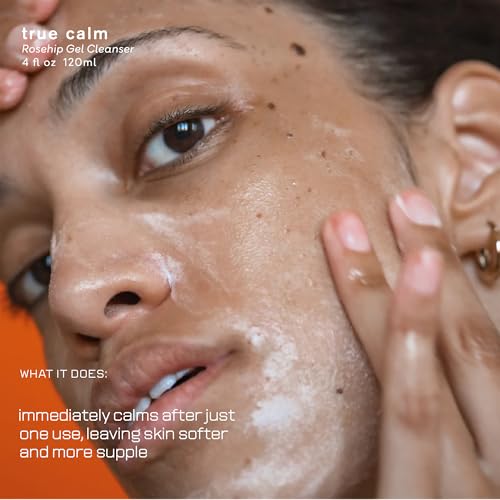 True Calm, Rosehip Gel Cleanser Calms & Hydrates with Rosehip Seed Oil, Polyglutamic Acid, Ashwagandha & Chamomile, Targets Dry, Irritated Skin - 4.05 fl oz
