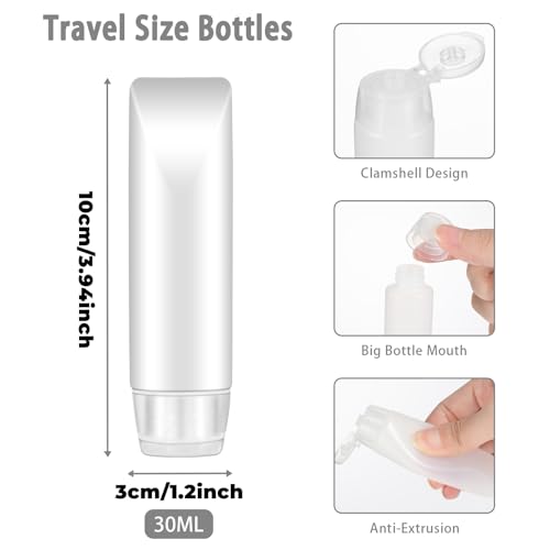 Bewudy 5 PCS Travel Bottles, Refillable Toothpaste Tubes, Small Travel Squeeze Bottles, Refillable Makeup Foundation Container for Toiletries Shampoo Toner Cosmetic