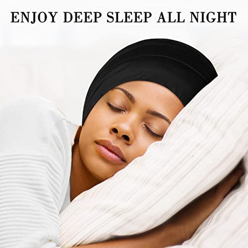 Large Satin Bonnet for Men Sleeping: Loc Cap Dreadlocks for Curly Braids Wave, Silky for Frizzy Hair Smooth, Adjustable No Slip Black