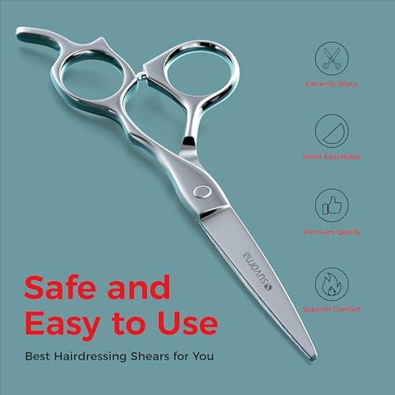 Suvorna 6.5" Hair Cutting Scissors for Professional, Barber & Hairdresser - Extremely Sharp Hair Shears for Cutting, Trimming, Grooming, Precision - Right Hand Hair Scissors for Men, Women, Adults.