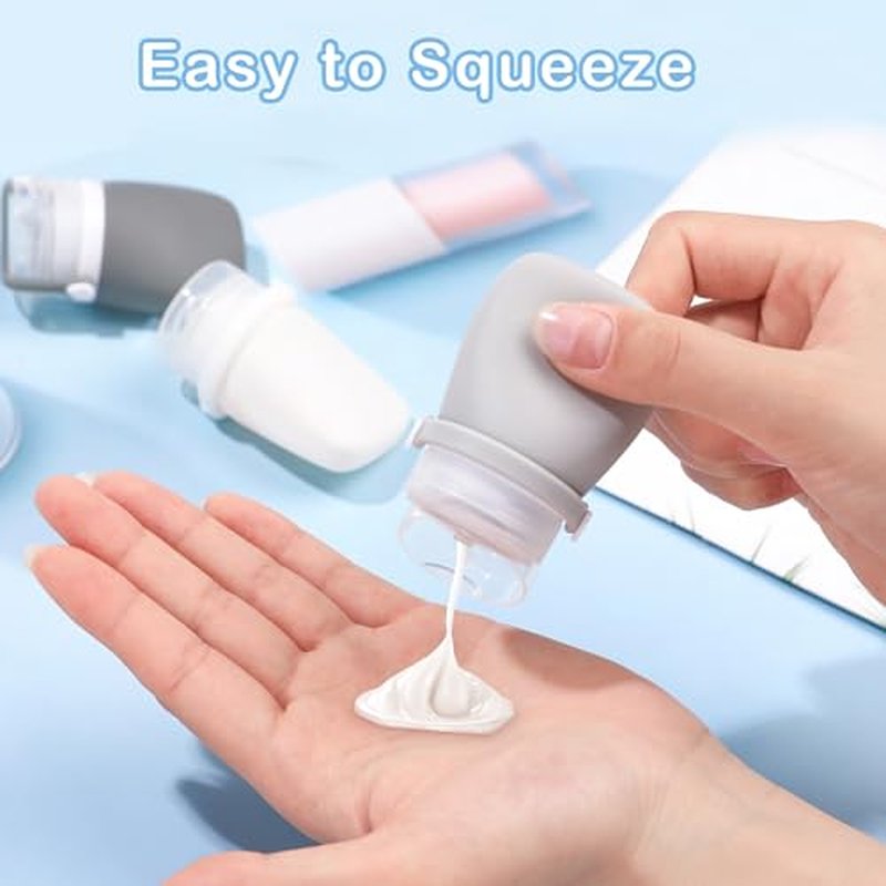 WXOIEOD 1 oz Travel Bottles, Leakproof Silicone Squeeze Bottle Mini Travel Size Container for Toiletries Lotion Shampoo and Conditioner Liquid Salad Dressing to go Condiment, TSA Approved, 4 Pack