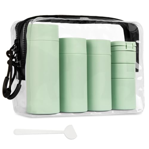 Travel Bottles for Toiletries, 5 Pack Travel Size Containers, TSA Approved Leak Proof Refillable Portable Travel Toiletry Bottles Set with Clear Toiletry Bag for Shampoo Conditioner, Lotion (Green)
