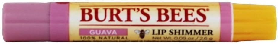 Burt's Bees Lip Shimmer, 100% Natural Moisturizing, with Peppermint Oil, Guava, 0.09 Oz - 6 Pack