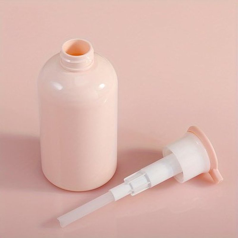 4 Pack Plastic Bottles with Pump Dispenser, Refillable Travel Containers, 300ml (Pink)
