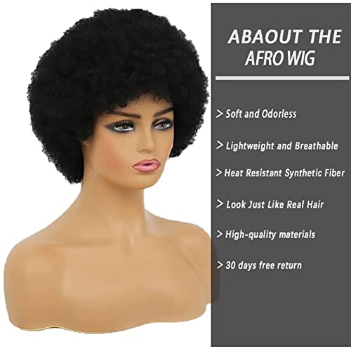 Kaneles Short Curly Afro Black Women Wigs Kinky 70s 80s Costume Black Wig Fluffy Anime Fancy Funny Wigs for Party Cosplay