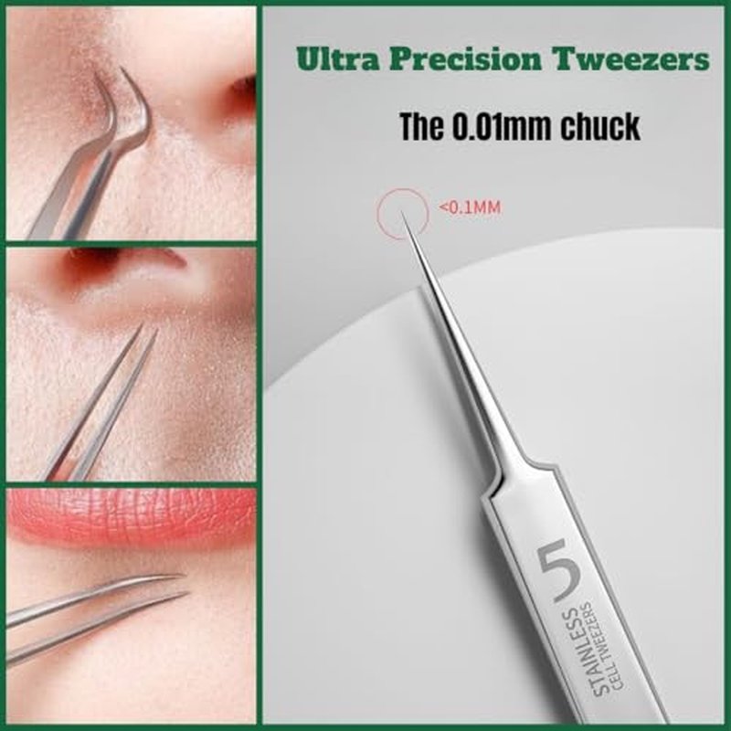 xwxwseui Usiveinborn Blackhead Remover Upgraded, Usiveinborn Blackhead Tweezers, Professional Upgraded Facial Blackhead Remover Tweezers, Blackhead Remover Tools Sets (A5-Rose-Gold-4pcs)